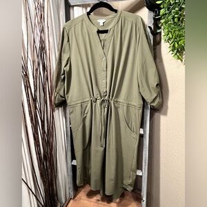 NWOT ORVIS OLIVE GREEN BUTYON-DOWN DRESS